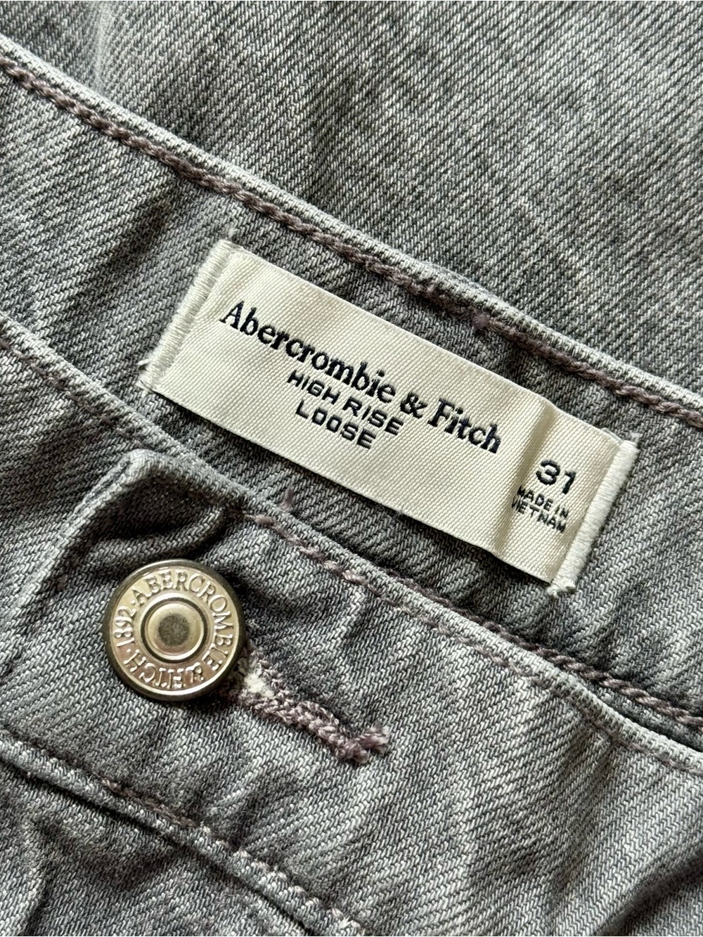 Abercrombie & Fitch High Rise Loose Jeans, Grey Wash Denim – Size 31 - Picture 8 of 8